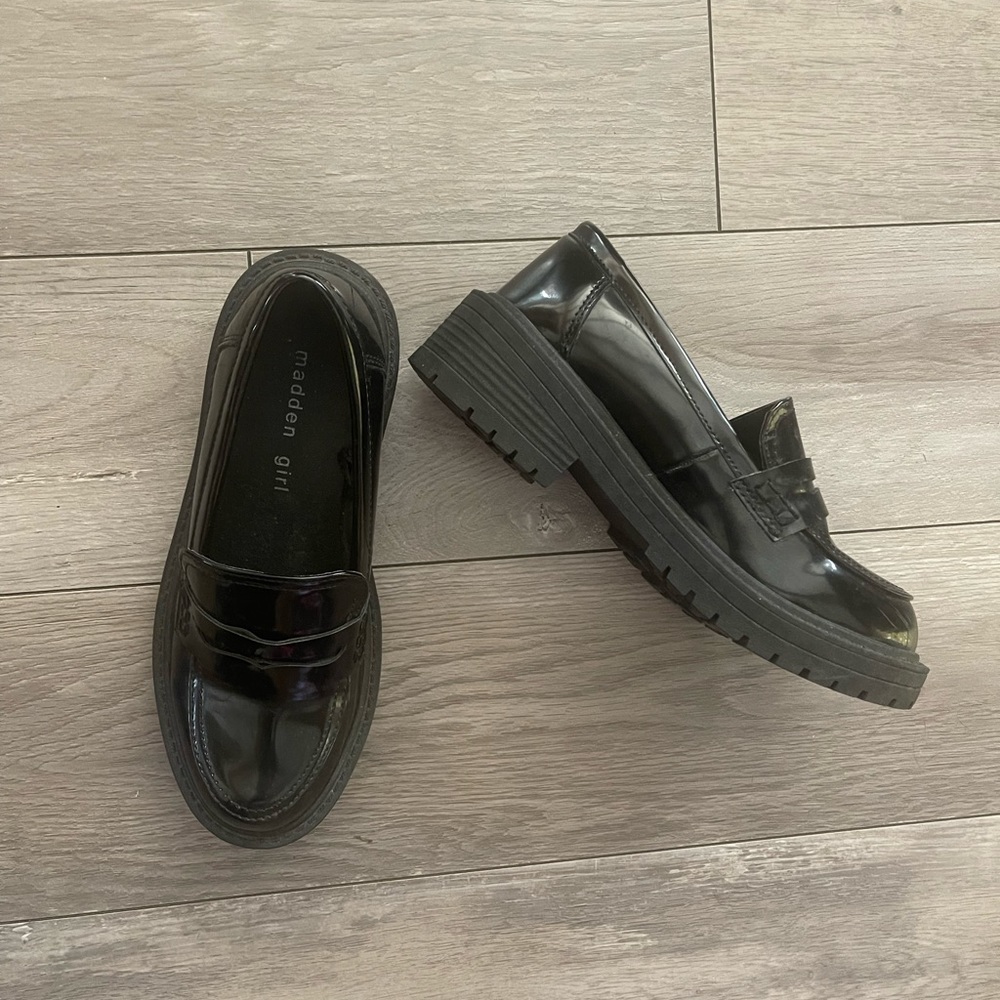 Madden Girl black patten leather loafers